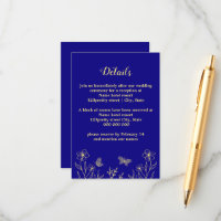 Casamento azul-real com flor de ouro elegante e ro