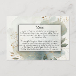 Cartão De Informações Casamento Azul-Romance com Ouro Suave