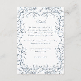 Cartão De Informações Casamento azul romântico Chinoiserie antiga france