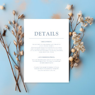Cartão De Informações Casamento Azul Simples