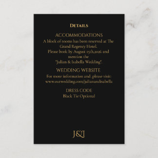 Cartão De Informações Casamento Black Tie Royal Regency