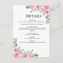 Cartão De Informações Casamento Blush Pink Bloom