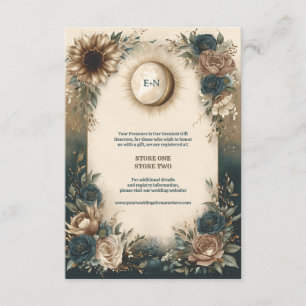 Cartão De Informações Casamento Boho Floral Rústico Sol Lua Celestial
