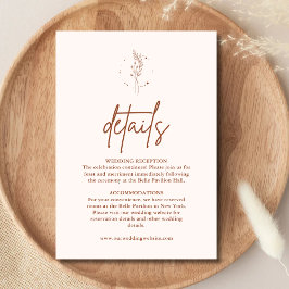Cartão De Informações Casamento Boho Minimalista Terracota Laranja Queim