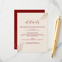Cartão De Informações Casamento Boho Moderno Terracota Laranja Queimada