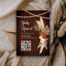 Casamento Boho Terracota Marrom Floral Código QR R