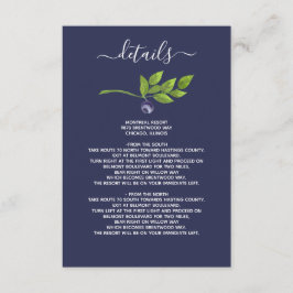 Cartão De Informações casamento botânico azul-aquarela azul