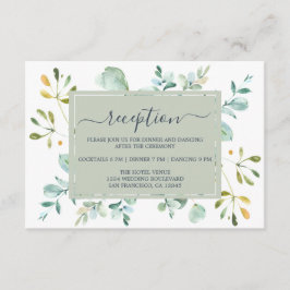 Cartão De Informações Casamento Botânico Azul-Marinho Foliage Eucalyptus