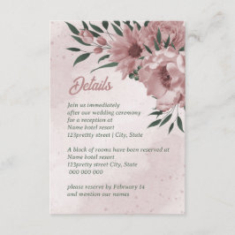 Cartão De Informações Casamento botânico bonito de flores rosa