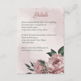 Cartão De Informações Casamento botânico bonito de flores rosa