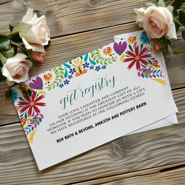 Cartão De Informações Casamento Botânico das Flores de Nuestra Mexicana (Mexican Nuestra Boda Flowers Botanical Wedding Enclosure Card)
