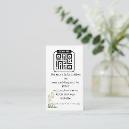 Cartão De Informações Casamento Botânico de Eucalipto e Florais Brancas