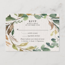 Casamento botânico de folha verde-russo RSVP