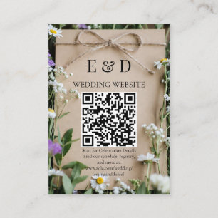 Cartão De Informações Casamento Botânico de Kraft de Flores Silvestres R