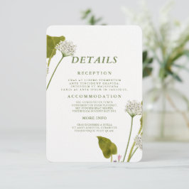 Cartão De Informações Casamento Botânico Floral Branco Elegante
