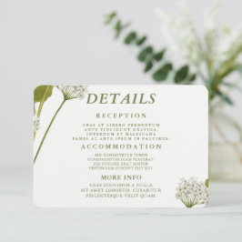 Cartão De Informações Casamento Botânico Floral Branco Elegante
