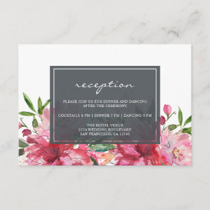 Cartão De Informações Casamento Botânico Floral Rosa Rubi Paeônia