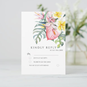 Cartão De Informações Casamento Botânico Floral Tropical Colorido