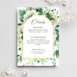 Cartão De Informações Casamento Botânico Floral Verde Elegante