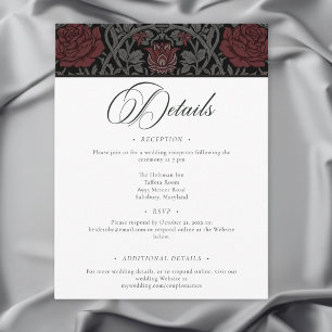 Cartão De Informações Casamento Botânico Gótico Vintage Elegante e Tempe