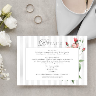 Cartão De Informações Casamento Botânico Rosa Francês Chic Romântico