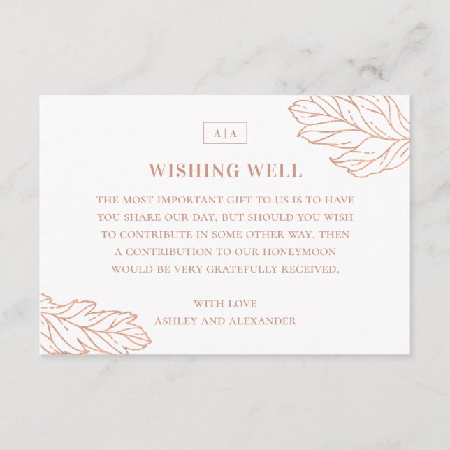 Cartão De Informações Casamento botânico simples e elegante que desejava (Frente)