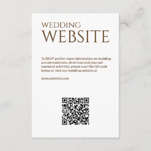 Cartão De Informações Casamento Branca e Bronze Moderno Elegante