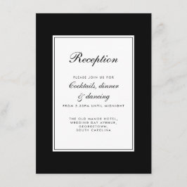 Cartão De Informações Casamento Branco Negro Floral Elegante