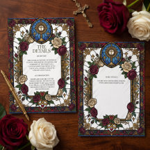 Casamento Católico com Vitral Rosa Borgonha