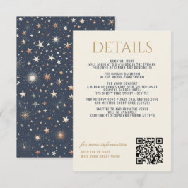 Cartão De Informações Casamento Celestial Azul e Dourado