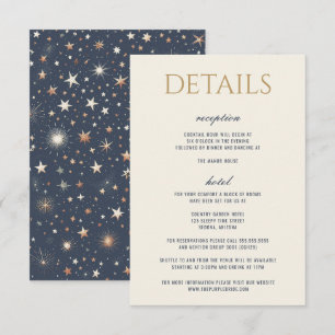 Cartão De Informações Casamento Celestial Azul e Dourado
