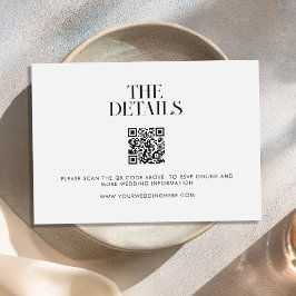 Cartão De Informações Casamento Chic Branco e Preto Minimalista Moderno