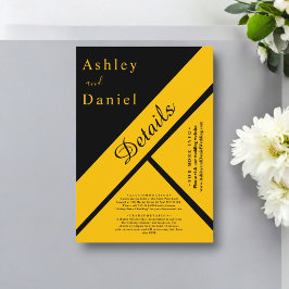 Cartão De Informações Casamento Chic Dourado E Preto De Luxo Elegante