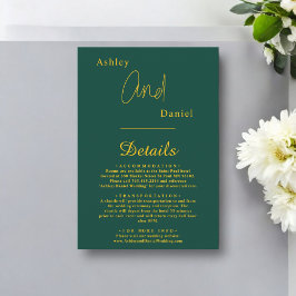 Cartão De Informações Casamento Chic Simples E Verde E Dourado Moderno E