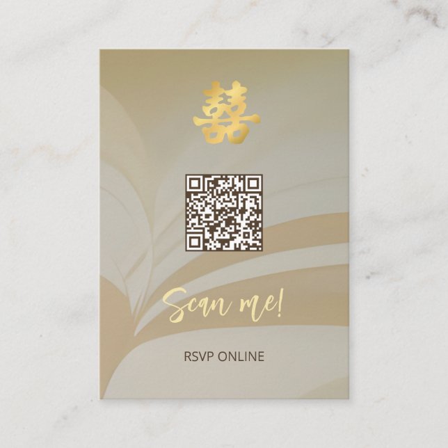 Cartão De Informações Casamento Chinês de abstrato Art | Digitalizar-me (Frente)