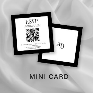Cartão De Informações Casamento clássico elegante preto e branco RSVP QR