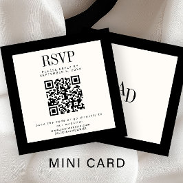 Cartão De Informações Casamento clássico elegante preto marfim QR RSVP