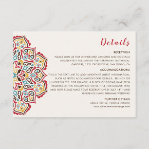 Cartão De Informações Casamento Clássico Geométrico de Mandala