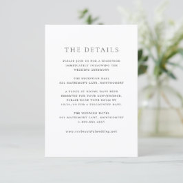 Cartão De Informações Casamento Clássico Preto e Branco Elegante