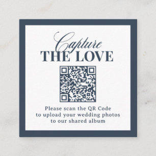 Cartão De Informações Casamento Código QR Azul Marinho Clássico Capture