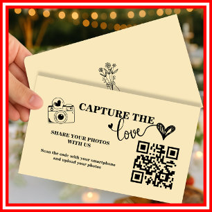 Cartão De Informações Casamento Código QR Butter Yellow Capture The Love
