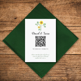 Cartão De Informações Casamento Código QR de Verde do Girassol