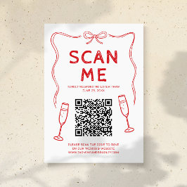 Cartão De Informações Casamento Código QR Doodle