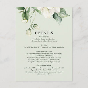 Cartão De Informações Casamento Código QR em Marfim Rosa & Eucalipto Ver