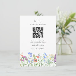 Cartão De Informações Casamento Código QR Flor Silvestre da Primavera