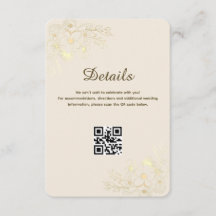 Casamento Código QR Floral Elegante Marfim Dourado