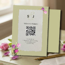Casamento Código QR Floral Mínimo Verde Sage