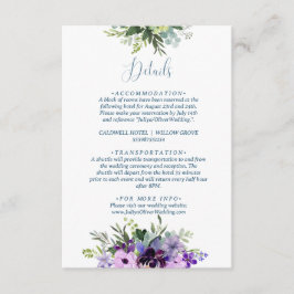 Cartão De Informações Casamento código QR floral roxo