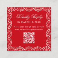 Casamento Código QR Moldura de Renda Vermelha Româ