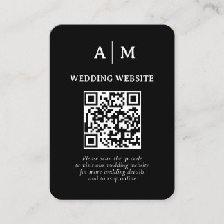 Cartão De Informações Casamento Código QR Preto e Branco